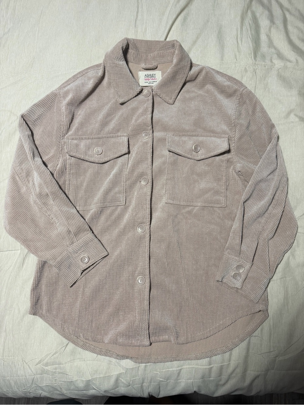 Ashley by 26 International Beige Ribbed Corduroy Shacket - Size M